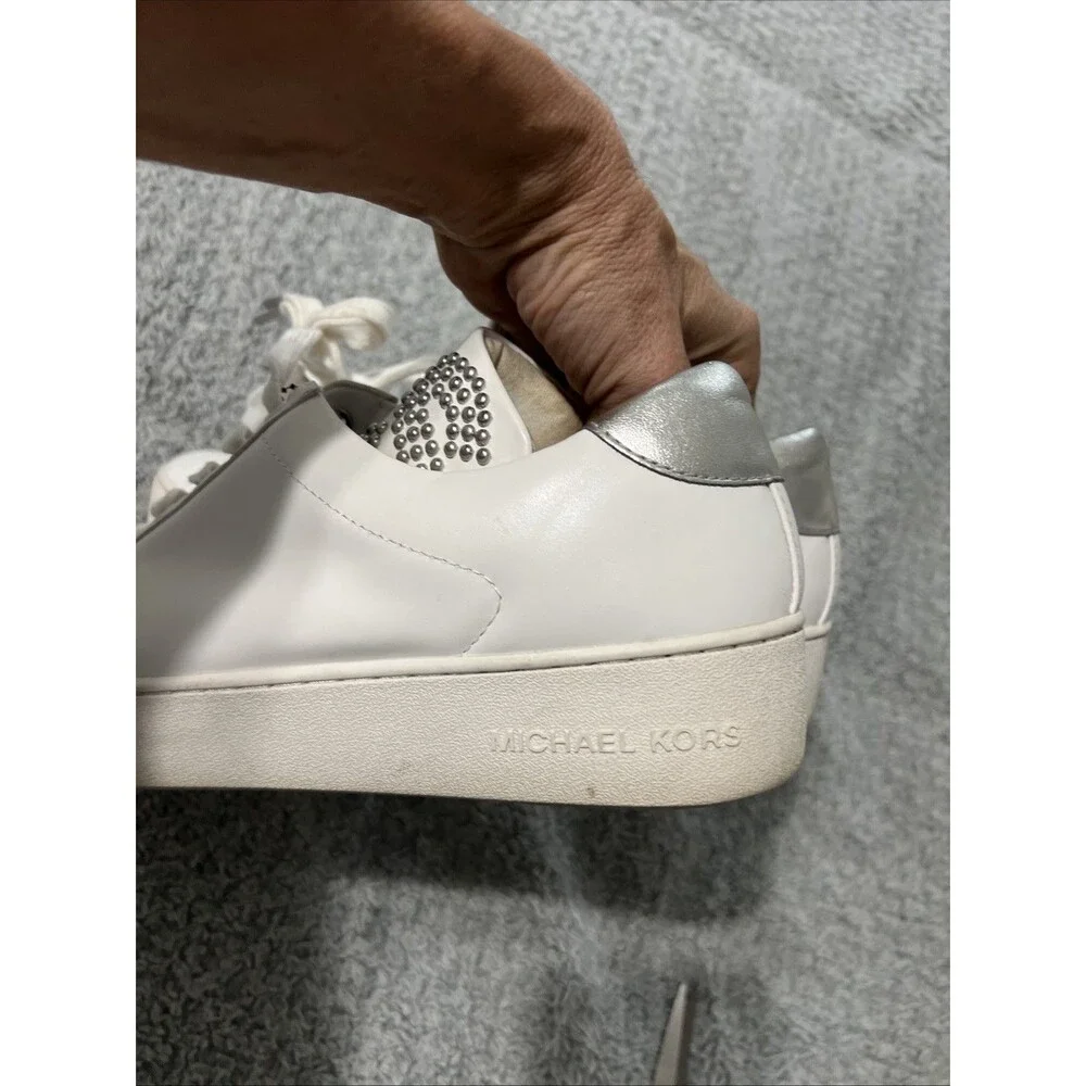 Michael Kors white leather sneakers size 10 fashion studded